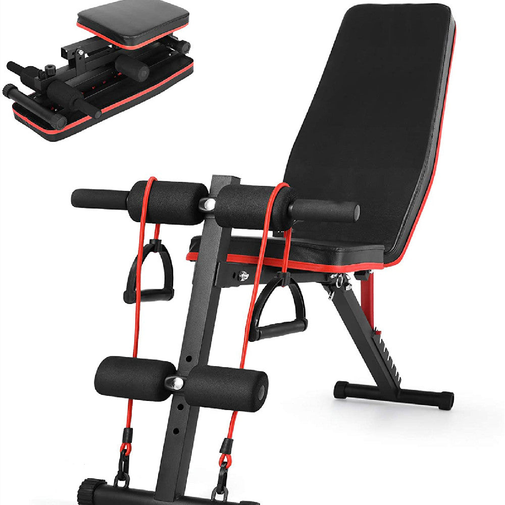 Adjustable Dumbbell & Crunch Bench – Foldable Home Workout Equipment