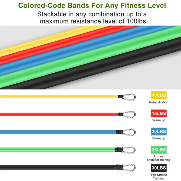 11-Piece Resistance Bands Set – Full Body Workout Kit