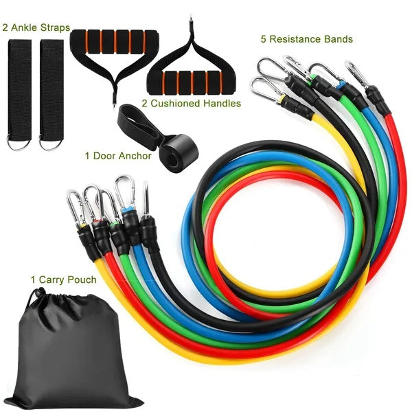 11-Piece Resistance Bands Set – Full Body Workout Kit