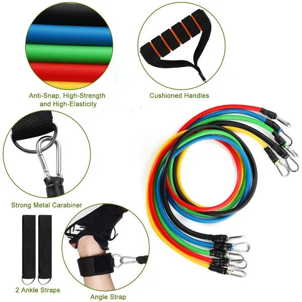 11-Piece Resistance Bands Set – Full Body Workout Kit